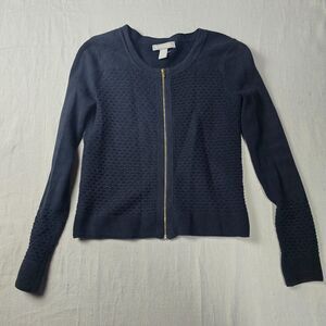 Banana Republic Women’s Full Zip Sweater‎ | Black Cotton Nylon Blend | Size XS